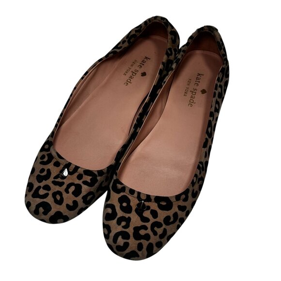 Kate Spade Keaton Ballet Flats Animal Print Leather Suede Leopard  8B - Picture 3 of 7